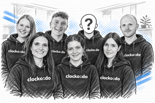 Clockodo Marketing Team gezeichnet offene Stelle