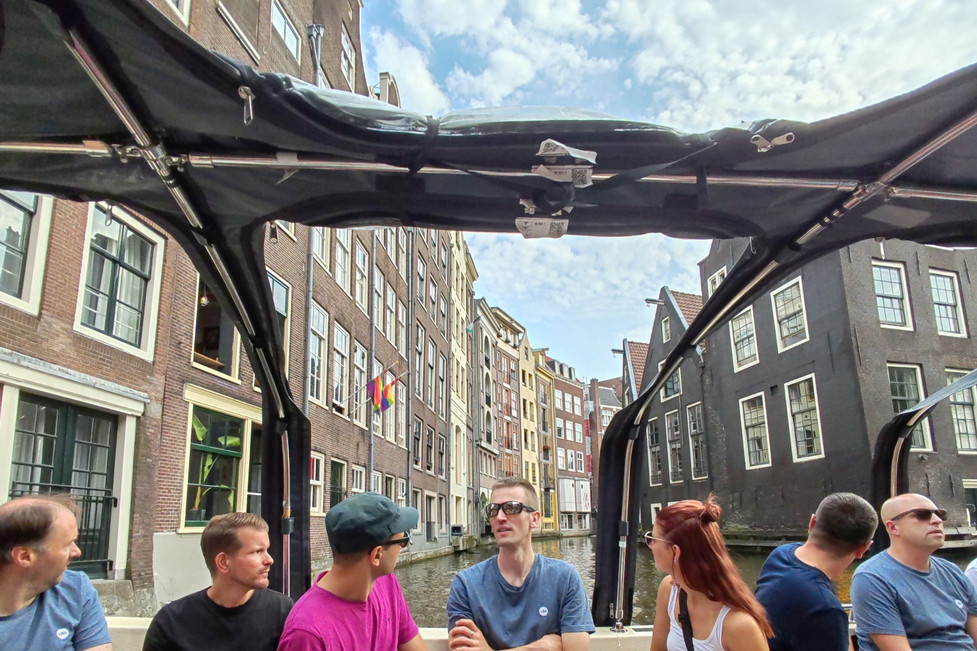 Clockodo-Team bei einer Grachten-Fahrt in Amsterdam