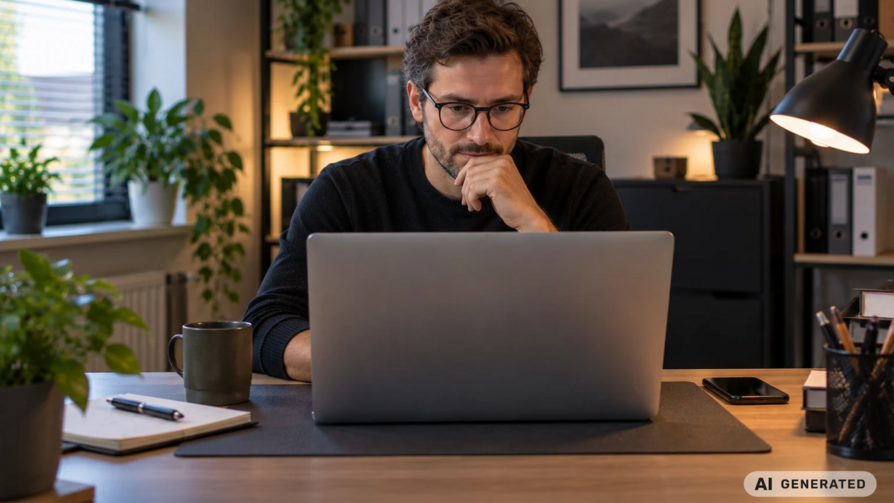 Mitarbeiter im Home-Office am Laptop