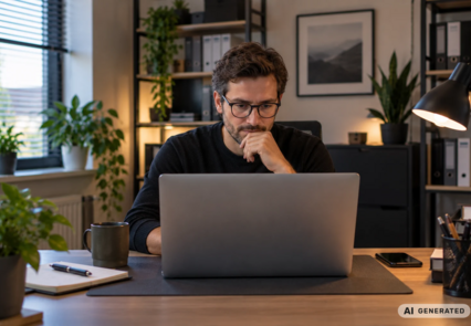 Mitarbeiter im Home-Office am Laptop
