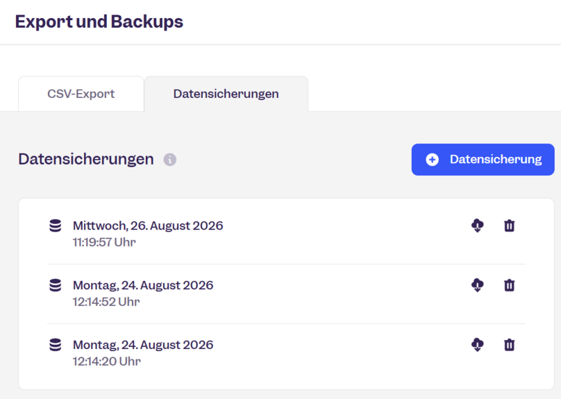 Datensicherung im Clockodo-Account