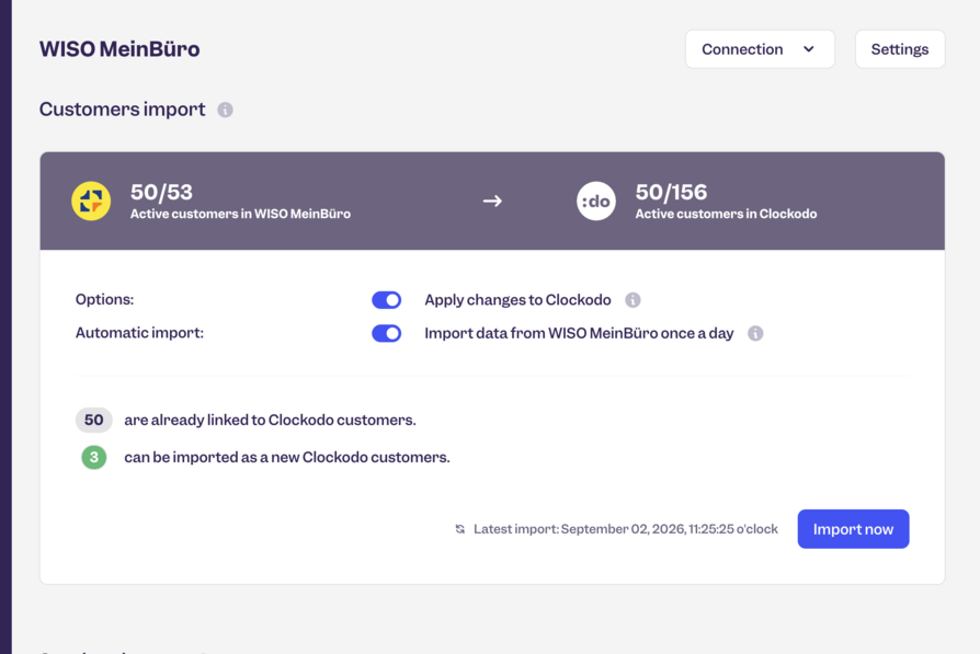 import customers and articles to Clockodo