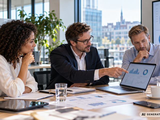 Berater und Kunden sitzen am Tisch