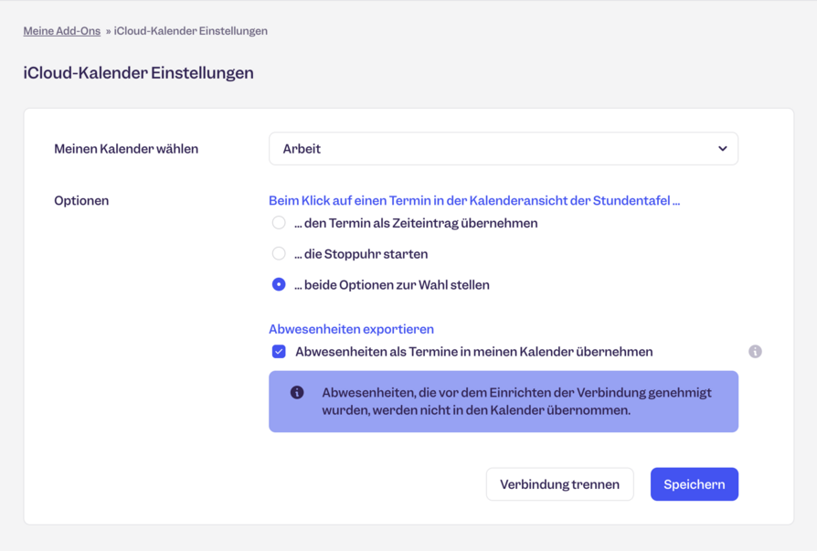 iCloud-Kalender Einstellungen