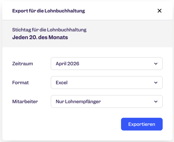 Export für die Lohnbuchhaltung mit Clockodo