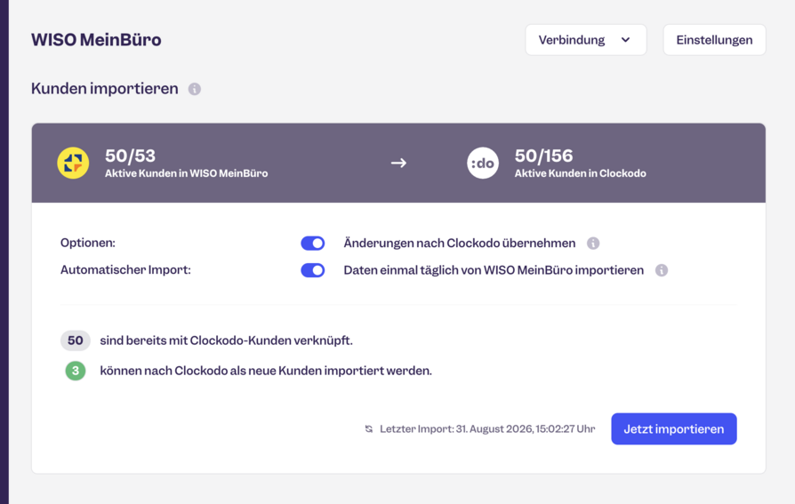 WISO Mein Büro und Clockodo: Kunden importieren
