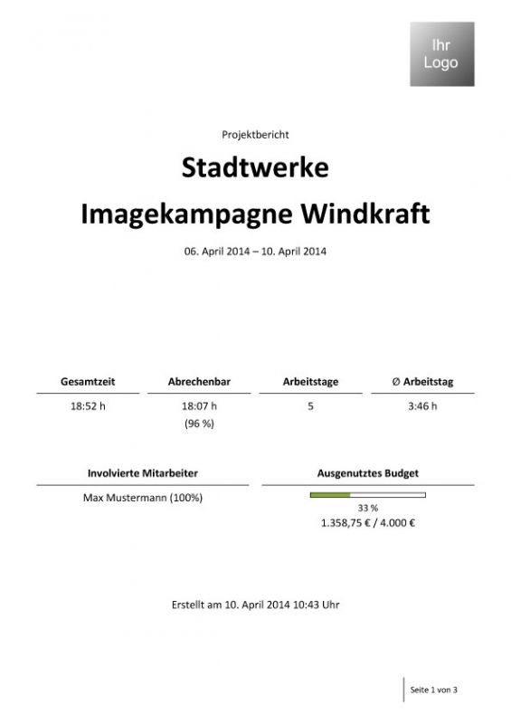 PDF Bericht - Deckblatt